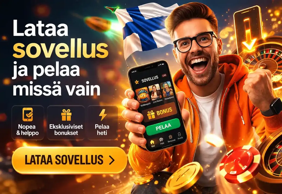 Lataa kasino sovellus Suomalaiset pelaajat lataavat sovelluksen ja pelaavat missä tahansa